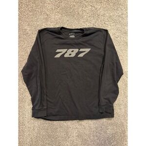 Boeing 787 Long Sleeve T Shirt Mens Large Black Graphic Print